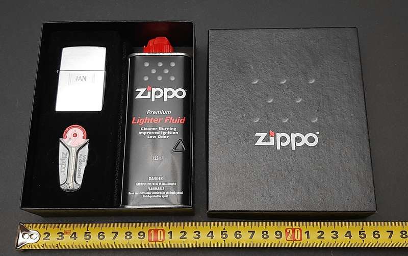 CUSTOMISED: U.S. Zippo Stainless Steel Unused Gas Lighter Box Set ( 3 Pcs)