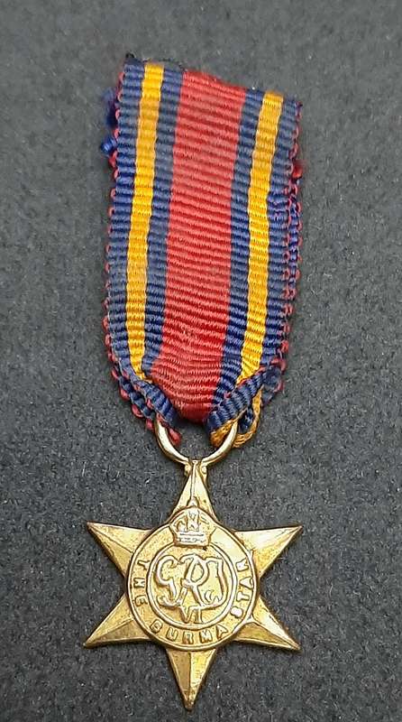 WW2: Miniature Burma Star Campaign Medal w/ Ribbon.