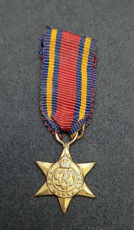 WW2: Miniature Burma Star Campaign Medal w/ Ribbon.