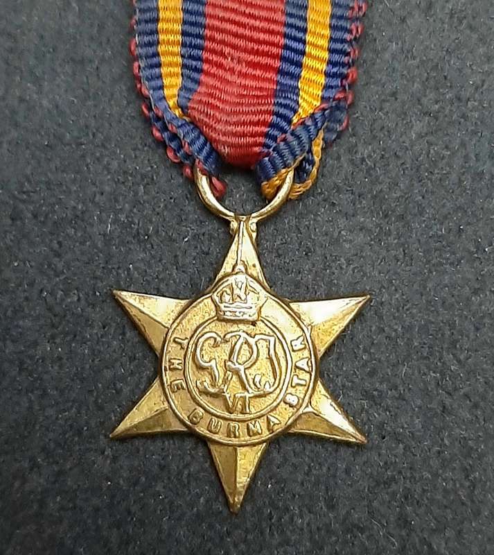 WW2: Miniature Burma Star Campaign Medal w/ Ribbon.
