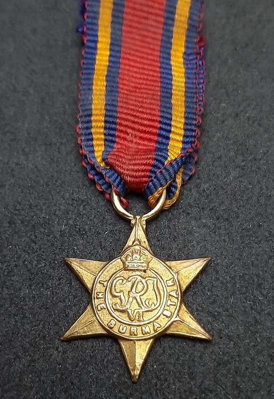 WW2: Miniature Burma Star Campaign Medal w/ Ribbon.