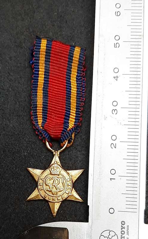 WW2: Miniature Burma Star Campaign Medal w/ Ribbon.