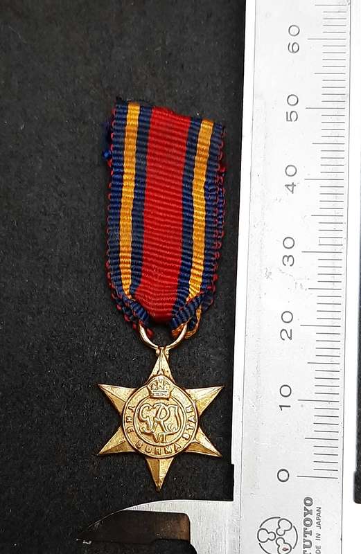 WW2: Miniature Burma Star Campaign Medal w/ Ribbon.