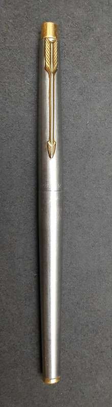 Vintage 1980s : Parker Stainless Steel Cartridge Ink Pen .