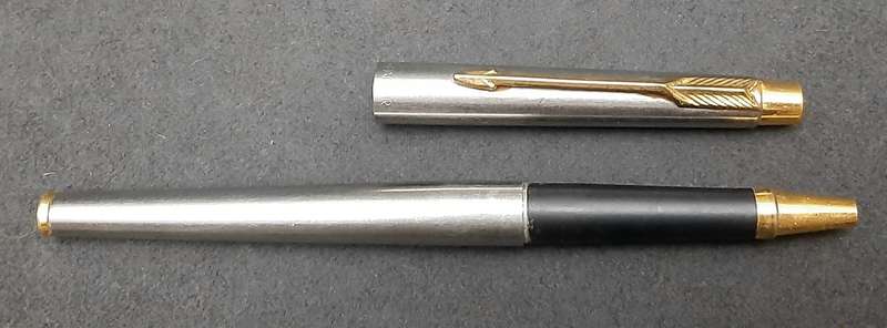 Vintage 1980s : Parker Stainless Steel Cartridge Ink Pen .