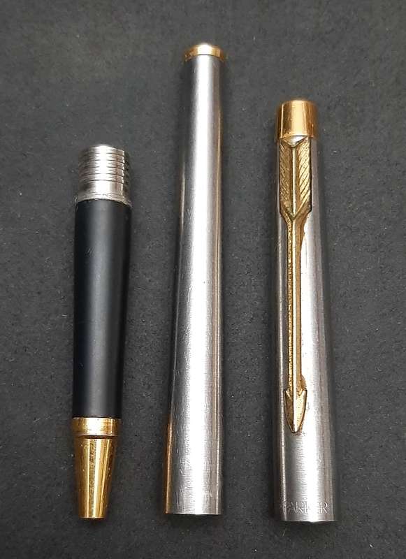Vintage 1980s : Parker Stainless Steel Cartridge Ink Pen .