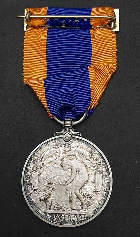RARE: 1910 Union of South Africa. 925 Silver Commemorative Medal w/ Silk Ribbon & Presentation Case.