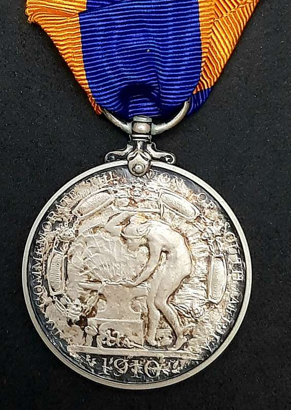 RARE: 1910 Union of South Africa. 925 Silver Commemorative Medal w/ Silk Ribbon & Presentation Case.