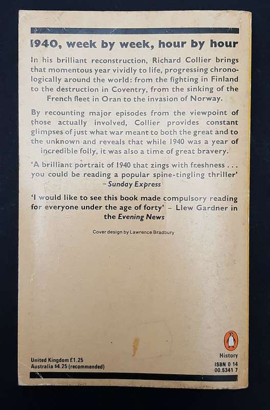 WW2 : ' 1940 The World In Flames' S/Cover Book by Richard Collier (USED).