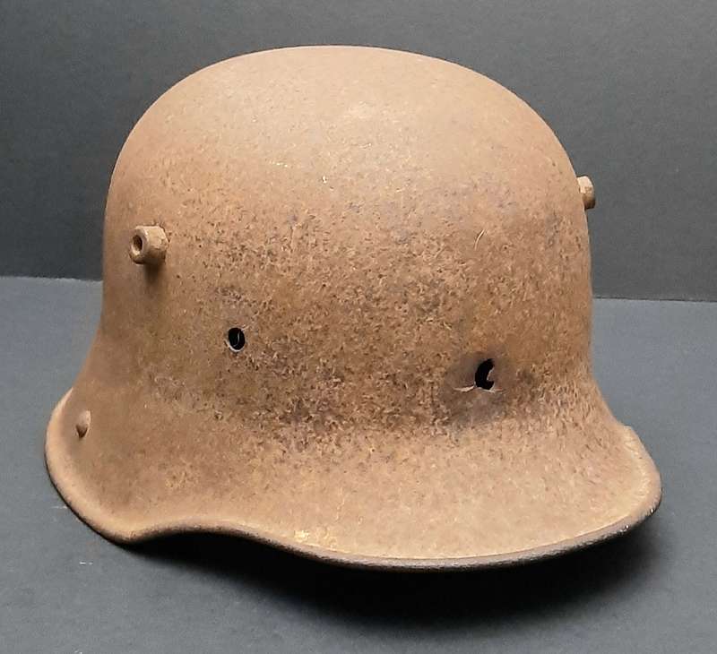 RARE: WWI M1916 German Battle Damaged Steel Helmet Shell in Relic State ( 66/68)