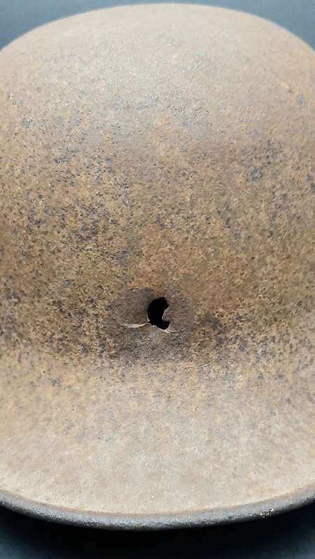 RARE: WWI M1916 German Battle Damaged Steel Helmet Shell in Relic State ( 66/68)