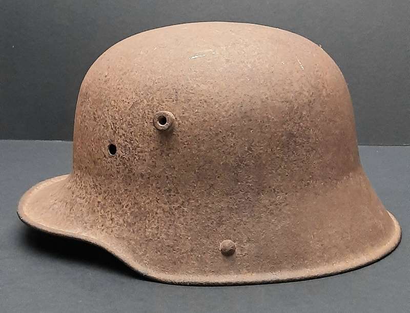 RARE: WWI M1916 German Battle Damaged Steel Helmet Shell in Relic State ( 66/68)