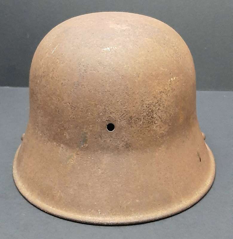 RARE: WWI M1916 German Battle Damaged Steel Helmet Shell in Relic State ( 66/68)