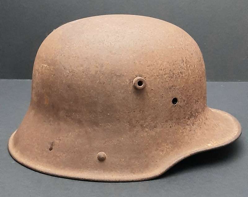 RARE: WWI M1916 German Battle Damaged Steel Helmet Shell in Relic State ( 66/68)
