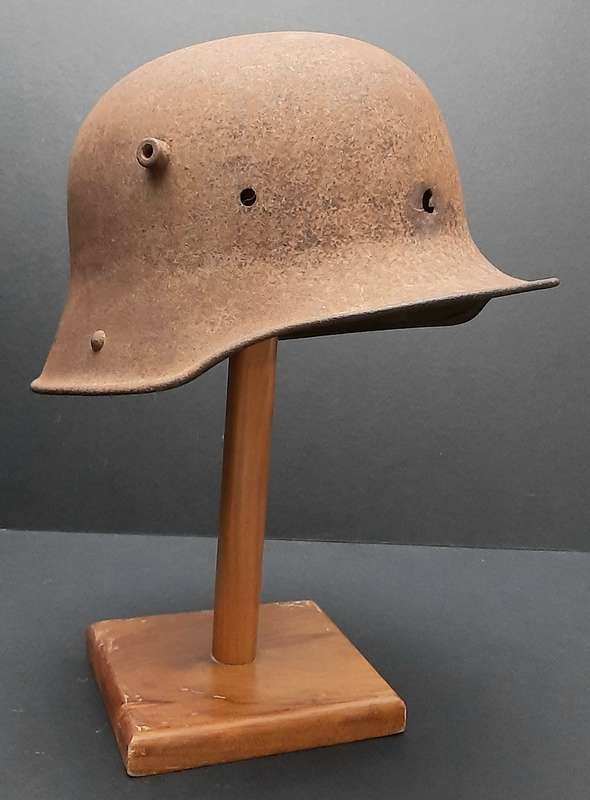 RARE: WWI M1916 German Battle Damaged Steel Helmet Shell in Relic State ( 66/68)
