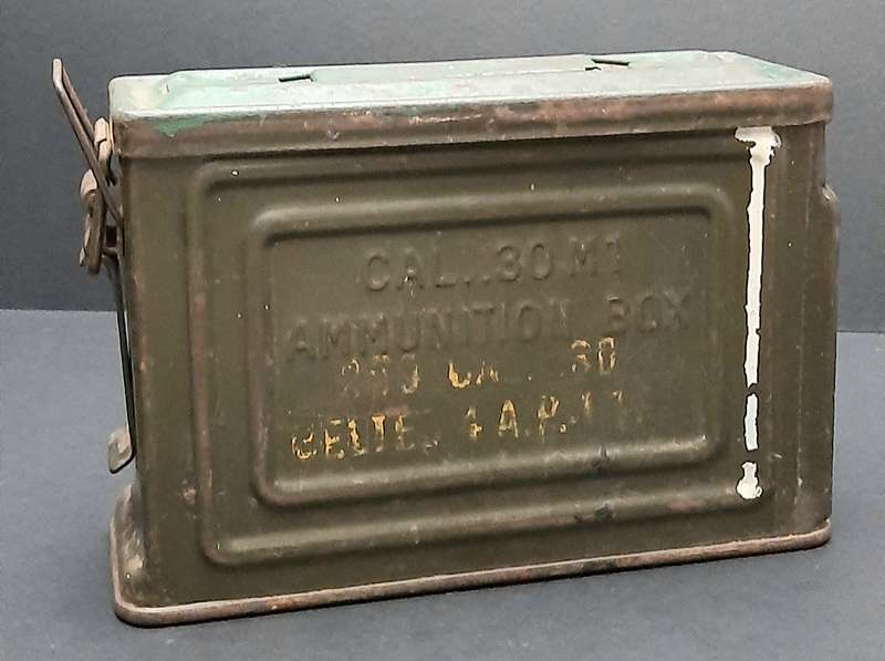 WW2: United States Army M1 Browning. 30 Calibre Machine Gun Steel Ammo Tin