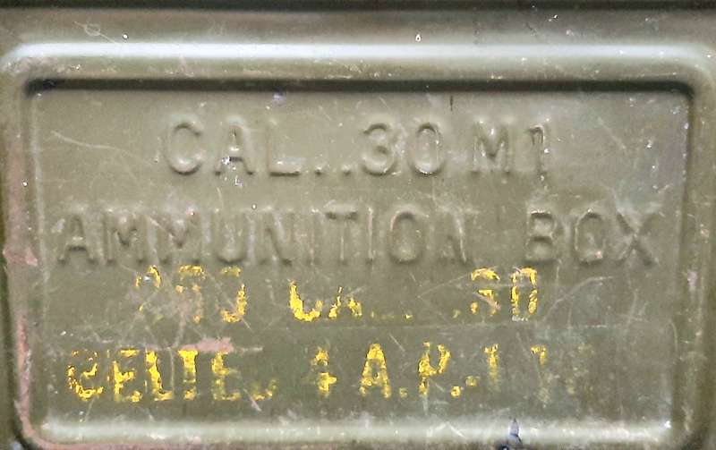 WW2: United States Army M1 Browning. 30 Calibre Machine Gun Steel Ammo Tin