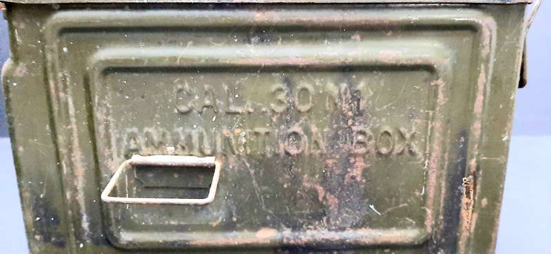 WW2: United States Army M1 Browning. 30 Calibre Machine Gun Steel Ammo Tin