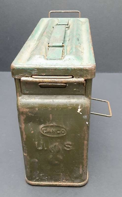 WW2: United States Army M1 Browning. 30 Calibre Machine Gun Steel Ammo Tin