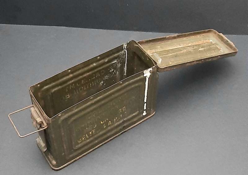 WW2: United States Army M1 Browning. 30 Calibre Machine Gun Steel Ammo Tin