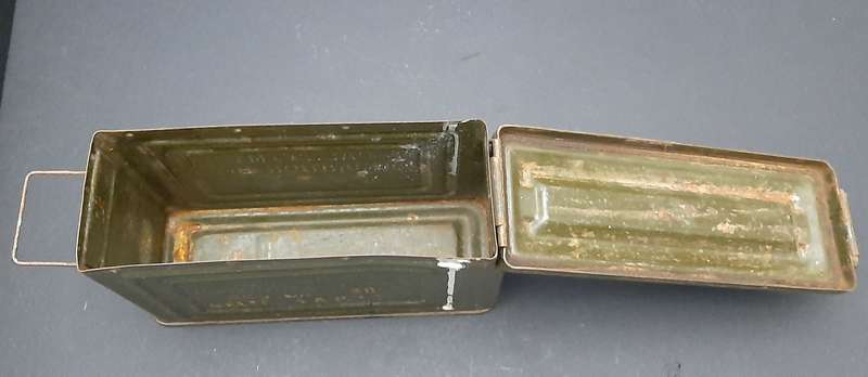WW2: United States Army M1 Browning. 30 Calibre Machine Gun Steel Ammo Tin