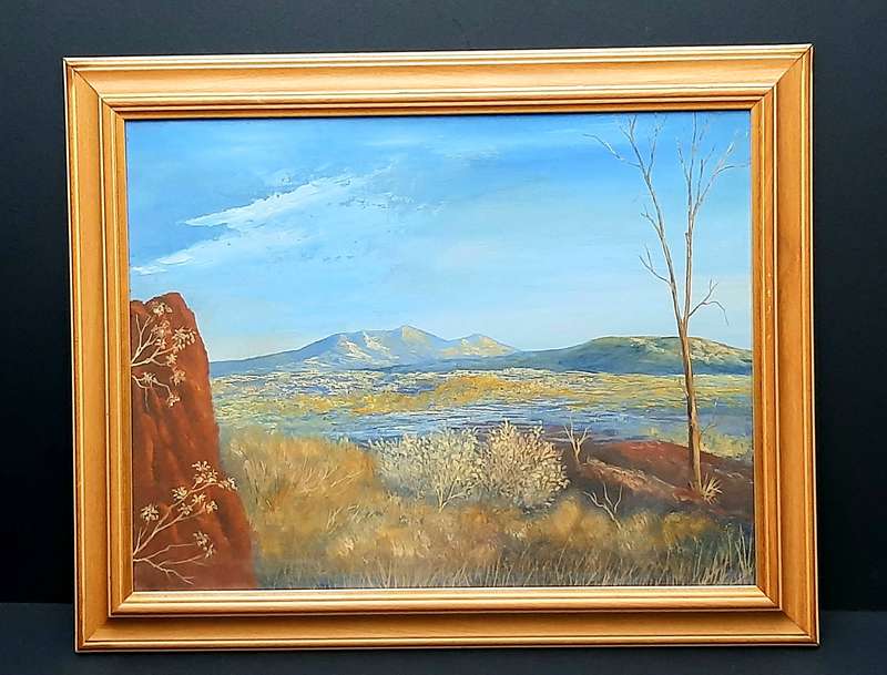 RARE: Early 1990s Robert Curwin Signed ' Mountainscape with Trees ' Oil on Board Painting(54cm×43cm)