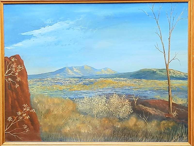 RARE: Early 1990s Robert Curwin Signed ' Mountainscape with Trees ' Oil on Board Painting(54cm×43cm)