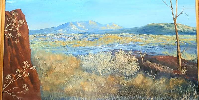 RARE: Early 1990s Robert Curwin Signed ' Mountainscape with Trees ' Oil on Board Painting(54cm×43cm)