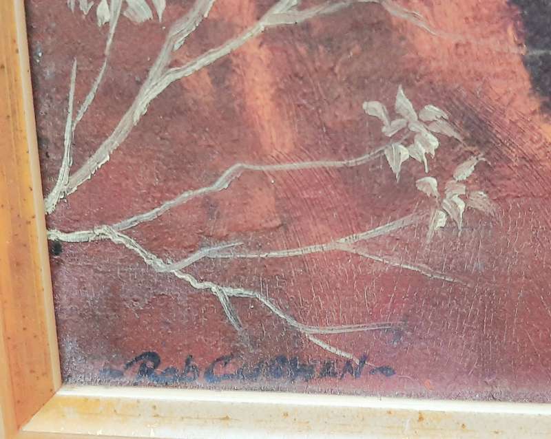 RARE: Early 1990s Robert Curwin Signed ' Mountainscape with Trees ' Oil on Board Painting(54cm×43cm)