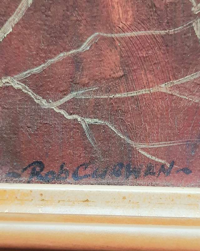 RARE: Early 1990s Robert Curwin Signed ' Mountainscape with Trees ' Oil on Board Painting(54cm×43cm)
