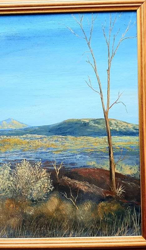 RARE: Early 1990s Robert Curwin Signed ' Mountainscape with Trees ' Oil on Board Painting(54cm×43cm)