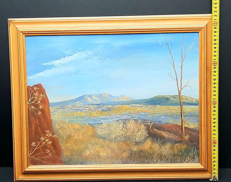 RARE: Early 1990s Robert Curwin Signed ' Mountainscape with Trees ' Oil on Board Painting(54cm×43cm)