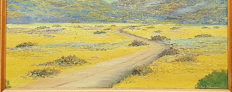 RARE: Early 1990s Robert Curwen Signed 'Country Road ' Oil on Board Painting(49cm× 37cm)