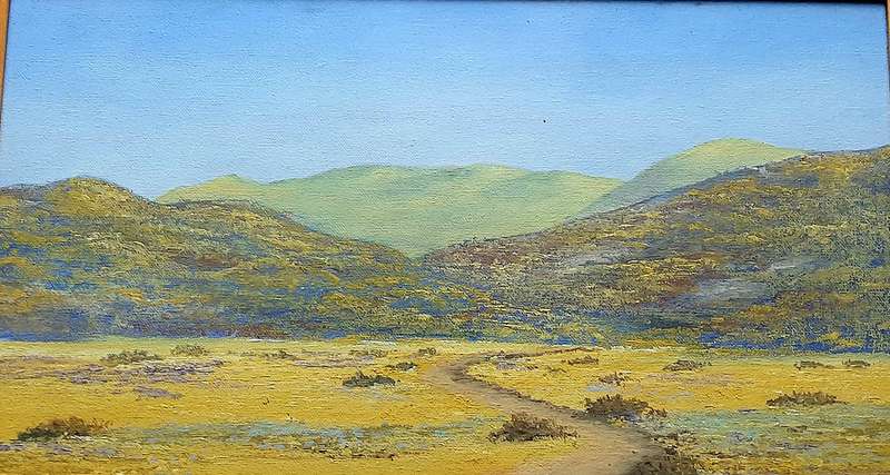 RARE: Early 1990s Robert Curwen Signed 'Country Road ' Oil on Board Painting(49cm× 37cm)