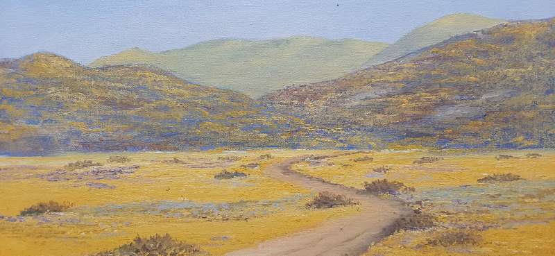RARE: Early 1990s Robert Curwen Signed 'Country Road ' Oil on Board Painting(49cm× 37cm)