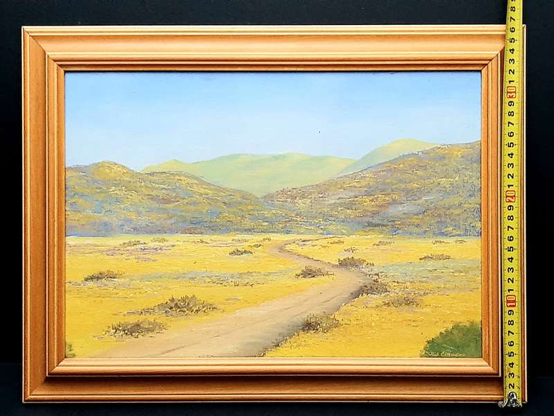 RARE: Early 1990s Robert Curwen Signed 'Country Road ' Oil on Board Painting(49cm× 37cm)