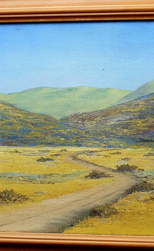 RARE: Early 1990s Robert Curwen Signed 'Country Road ' Oil on Board Painting(49cm× 37cm)