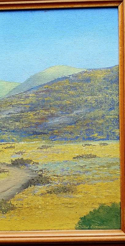 RARE: Early 1990s Robert Curwen Signed 'Country Road ' Oil on Board Painting(49cm× 37cm)