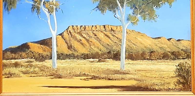 RARE: Early 1990s Robert Curwen Signed 'Foothills with Eucalyptus' Oil on Board Painting(53cm× 42cm)
