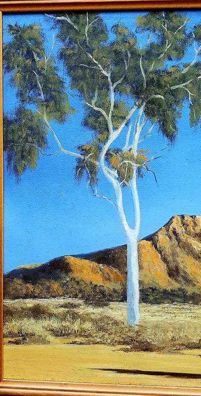 RARE: Early 1990s Robert Curwen Signed 'Foothills with Eucalyptus' Oil on Board Painting(53cm× 42cm)