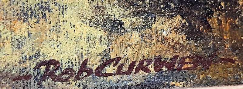 RARE: Early 1990s Robert Curwen Signed 'Foothills with Eucalyptus' Oil on Board Painting(53cm× 42cm)