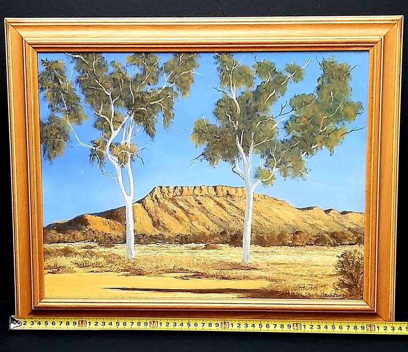 RARE: Early 1990s Robert Curwen Signed 'Foothills with Eucalyptus' Oil on Board Painting(53cm× 42cm)