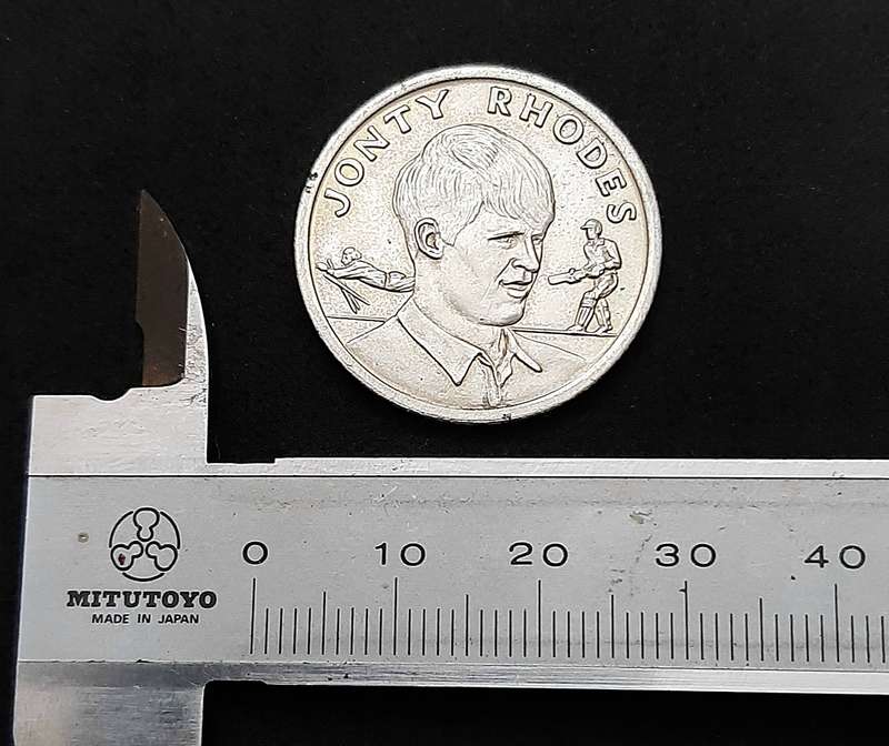 Early 1990s SA : Cricket World Cup - Jonty Rhodes Commemorative Medallion Shoprite Checkers (VF).
