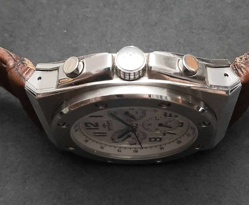 STUNNING: Rotary Gent's 'Aquaspeed' Swiss Tachymeter Chronograph Watch w/ Leather Strap (UNTESTED).