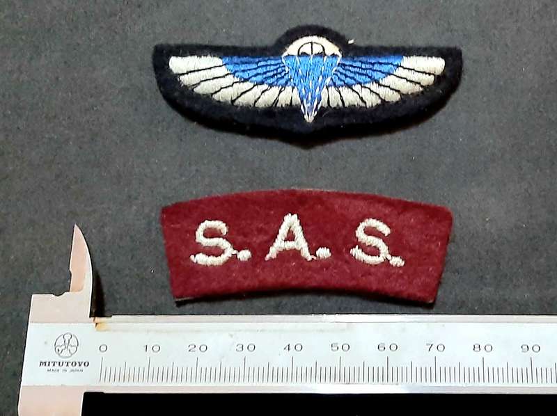 RARE: Early 1980s New Zealand S.A.S Patt.44 Maroon Title & Parachute Wing ( 2 Pcs).