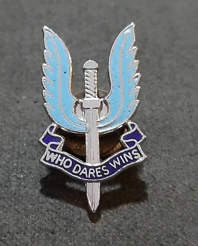 RARE: 1990s British S.A.S Metallic Lapel Badge w/ Enamel Inlay (Pin Intact).
