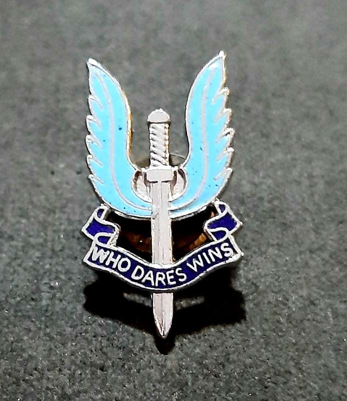 RARE: 1990s British S.A.S Metallic Lapel Badge w/ Enamel Inlay (Pin Intact).