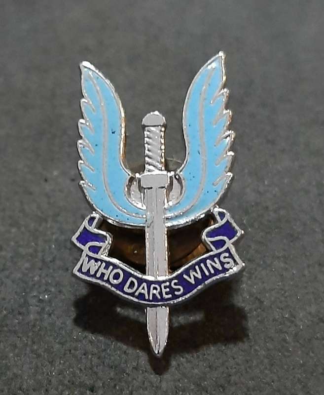 RARE: 1990s British S.A.S Metallic Lapel Badge w/ Enamel Inlay (Pin Intact).