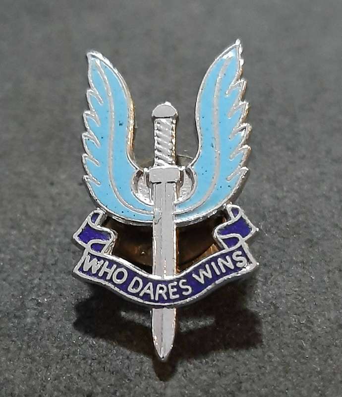 RARE: 1990s British S.A.S Metallic Lapel Badge w/ Enamel Inlay (Pin Intact).