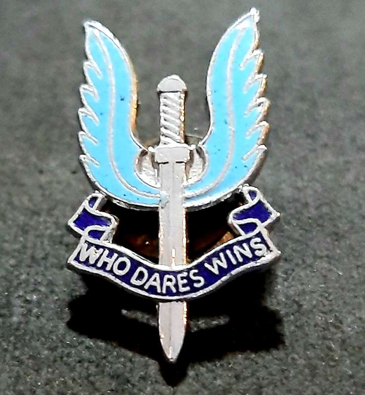 RARE: 1990s British S.A.S Metallic Lapel Badge w/ Enamel Inlay (Pin Intact).
